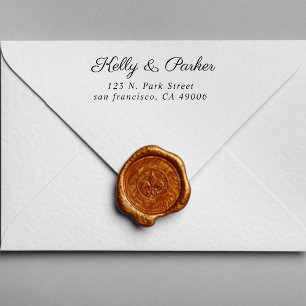 Tampon Auto-encreur Couple Elegant Monogram Mariage Adresse de retour