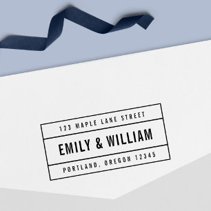 Tampon Auto-encreur Couple Gras Bordé Moderne Nom Adresse de retour