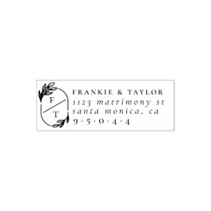 Tampon Auto-encreur Couple marié Monogramme Adresse officielle du Mari