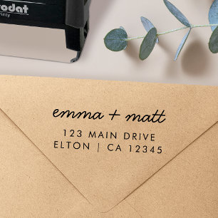Tampon Auto-encreur Couple Return Address Modern Minimalist Wedding