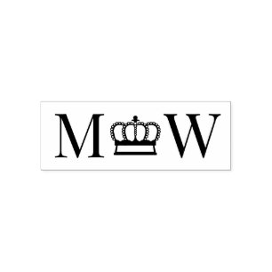 Tampon Auto-encreur Couronne #4 Mariage couple 2 Monogramme initial