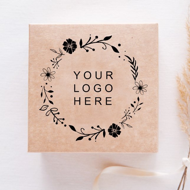 Tampon Auto-encreur Couronne florale | Logo d'entreprise personnalisé (Créateur téléchargé)