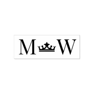 Tampon Auto-encreur Couronne n°2 Mariage couple 2 Monogramme initial
