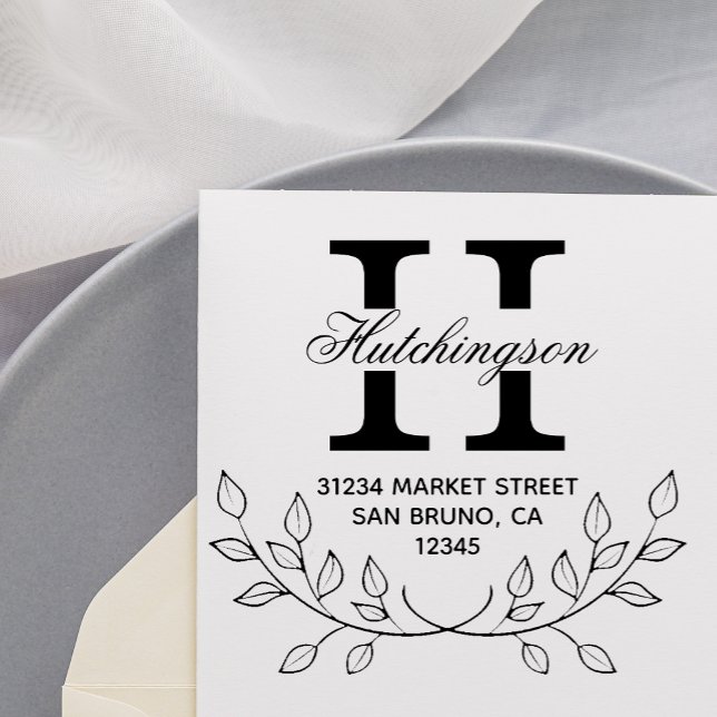 Tampon Auto-encreur Couronne simple à main | Adresse de retour verte (Créateur téléchargé)