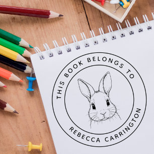 Tampon Auto-encreur Coutume Rabbit Ce livre appartient au nom de l'enf
