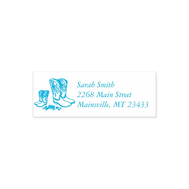 Tampon Auto-encreur Cowboy Baby shower Pays Western Blue Boy (Design)