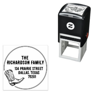 Tampon Auto-encreur Cowboy Boot Southern Texas Return Address
