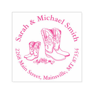 Tampon Auto-encreur Cowgirl Baby shower Pays Western Rose Girl