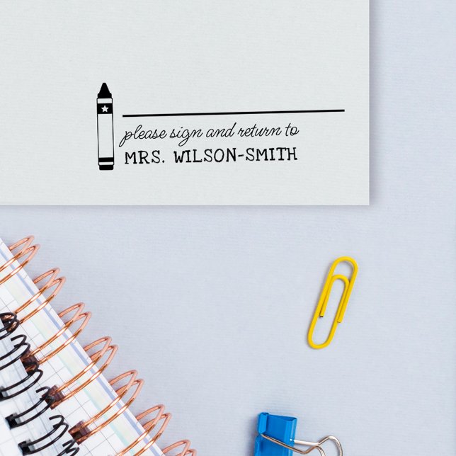 Tampon Auto-encreur Crayon S'il vous plaît signer et retourner au nom  (Créateur téléchargé)