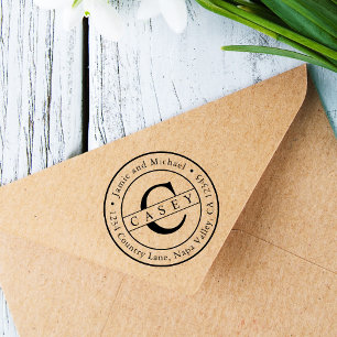 Tampon Auto-encreur Créer votre propre adresse de retour de monogramm