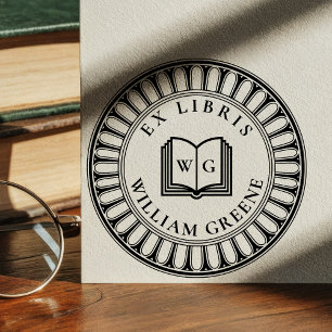 Tampon Auto-encreur Créez votre propre Ex Libris à monogramme de livre