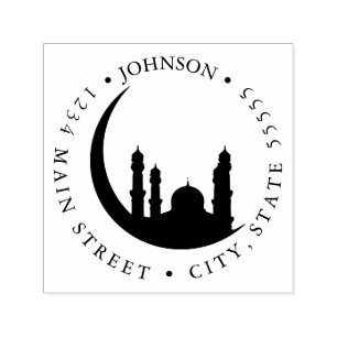 Tampon Auto-encreur Crescent Moon Religion Islamique Étiquette de reto