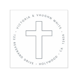 Tampon Auto-encreur Croix chrétienne Adresse de retour Religion Jésus