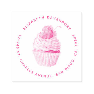 Tampon Auto-encreur Cupcake fraise Sweet Dessert Adresse
