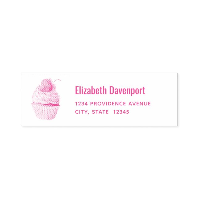 Tampon Auto-encreur Cupcake fraise Sweet Dessert Adresse (Design)
