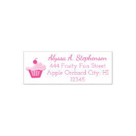 Tampon Auto-encreur Cupcake Rose Cute Retourner Adresse Timbre