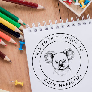 Tampon Auto-encreur Cute Baby Koala Ce Livre Appartient Au Nom De L'En