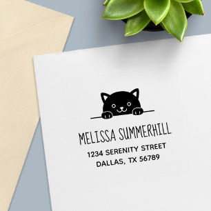 Tampon Auto-encreur Cute Black Cat Pékin au-dessus Adresse