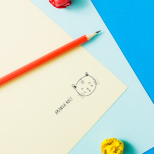 Tampon Auto-encreur Cute Cat Funny Doodle Kids Nom personnalisé