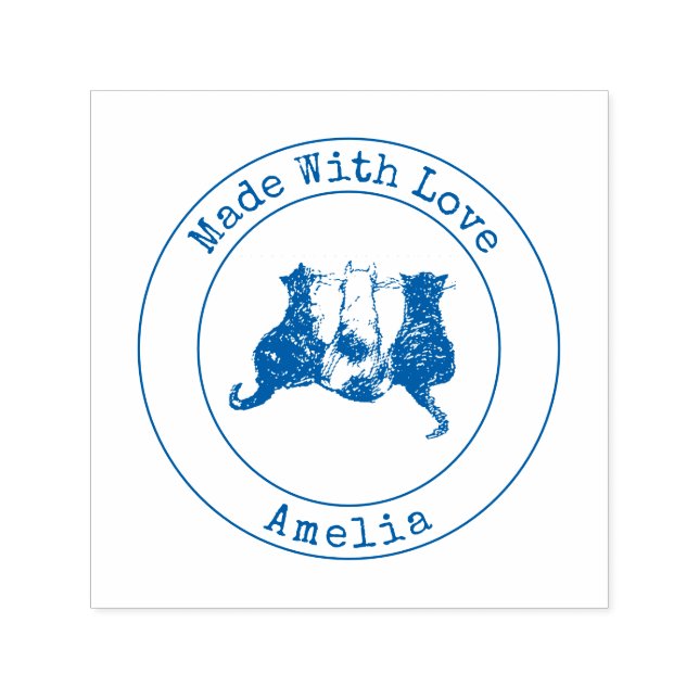 Tampon Auto-encreur Cute Cats Fabriqué avec un timbre amoureux auto-en (Design)