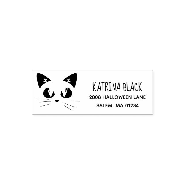 Tampon Auto-encreur Cute Chat Nom personnalisé Étiquette pour enfants (Design)