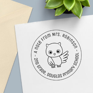 Tampon Auto-encreur Cute Chubby Owl School Teacher Note 1