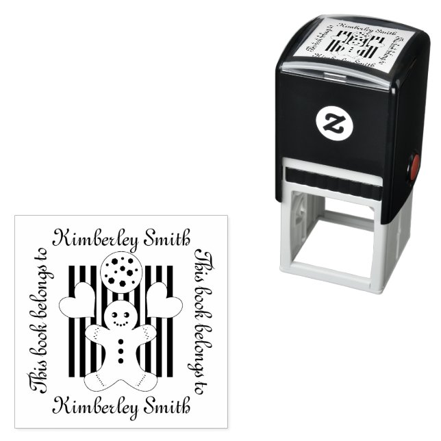 Tampon Auto-encreur Cute Cookie Gingerbread Homme Ce Livre Appartient  (En situation)