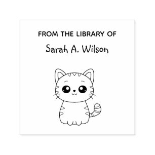 Tampon Auto-encreur Cute Kawaii Chat de la bibliothèque Personnaliser 