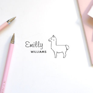 Tampon Auto-encreur Cute Llama Alpaca Animal Personnalisé Enfants Nom