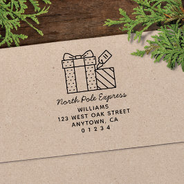 Tampon Auto-encreur Cute North Pôle Express Holiday Adresse de retour