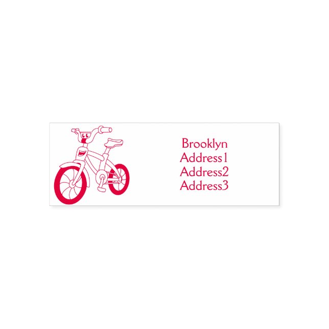 Tampon Auto-encreur Cute pink kids bicycle cartoon illustration (Design)