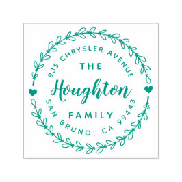 Tampon Auto-encreur Cute Rustic Wreath & Hand Lettré Script Adresse