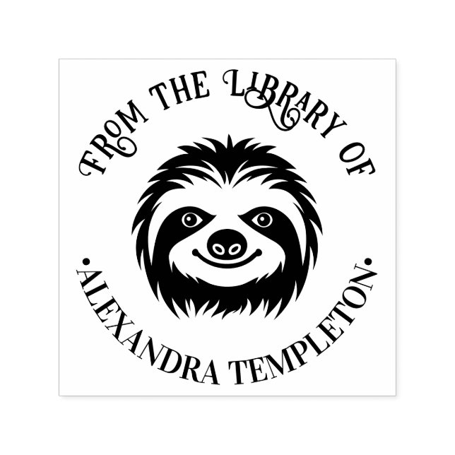 Tampon Auto-encreur Cute Sloth Face Library Book Name (Design)