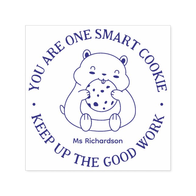 Tampon Auto-encreur Cute Smart Cookie Hamster Enseignant Encouragement (Design)