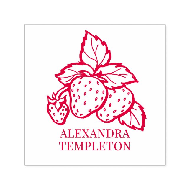 Tampon Auto-encreur Cute Strawberries with Leaves Name (Design)