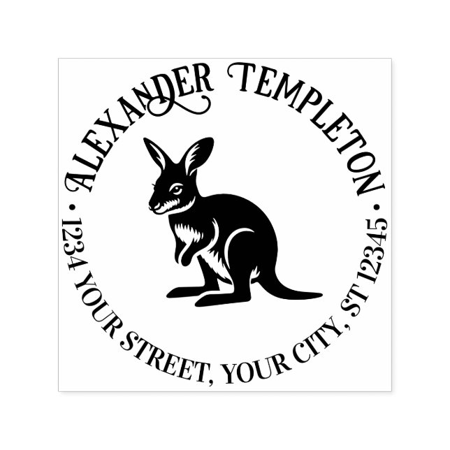 Tampon Auto-encreur Cute Wallaby Australie Nom Adresse de retour (Design)