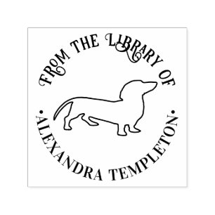 Tampon Auto-encreur Dachshund Chien de Compagnie Ligne Art Bibliothèqu