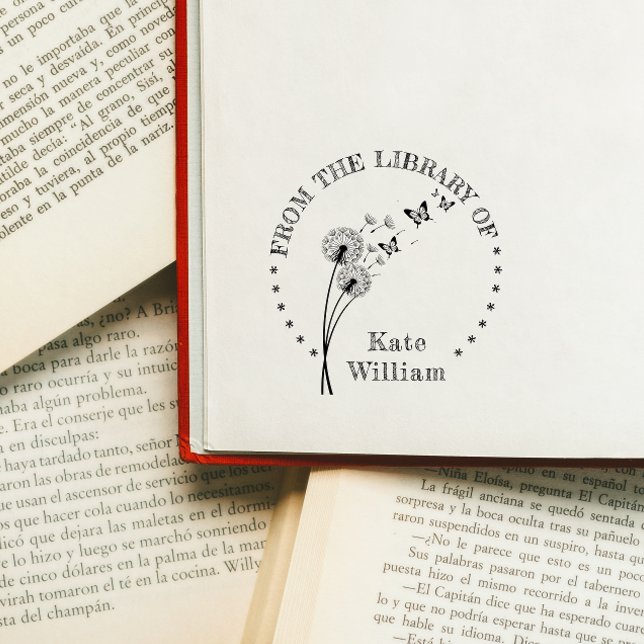Tampon Auto-encreur Dandelion floral Livre De la bibliothèque de timbr (Créateur téléchargé)