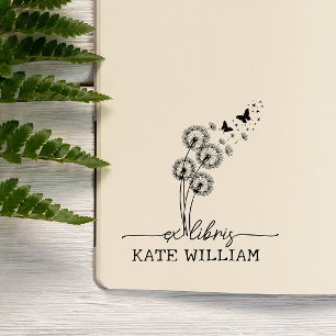Tampon Auto-encreur Dandelion & papillons Custom ex libris