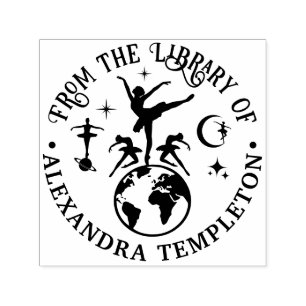 Tampon Auto-encreur Danseuses Célestes Danse sur Livre de Bibliothèque
