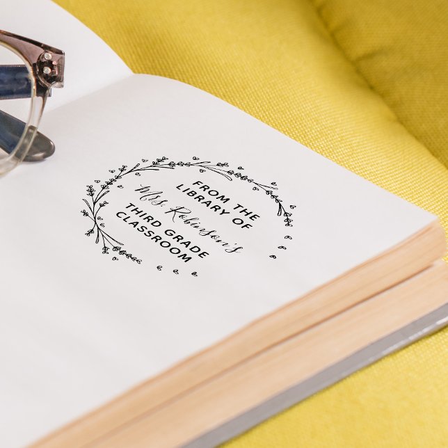 Tampon Auto-encreur De La Bibliothèque De Wreath De Verdure Personnali (From The Library Of Personalized Greenery Wreath Self-inking Stamp)