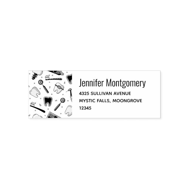 Tampon Auto-encreur Dents et outils Motif dentaire Adresse (Design)