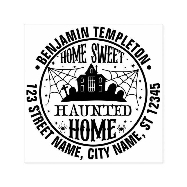Tampon Auto-encreur Déplaisant Hauned House Spider Webs Nom Adresse (Design)
