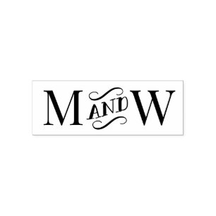Tampon Auto-encreur Deux Mariage 2 Premier Monogramme Gros "Et"