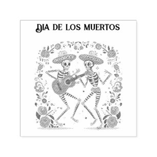 Tampon Auto-encreur Dia de los Muertos dansant mariachis personnalisab