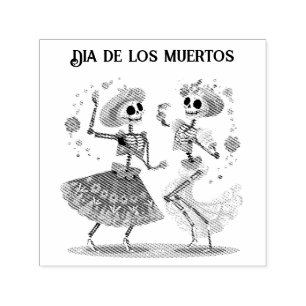 Tampon Auto-encreur Dia de los Muertos dansant squelettes personnalisa