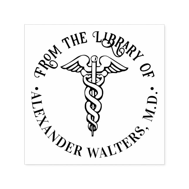 Tampon Auto-encreur Docteur Médicale Caduceus #2B "De la bibliothèque  (Design)