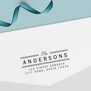 Tampon Auto-encreur Double Lines Elegant Nom de famille Adresse de ret