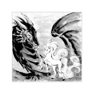 Tampon Auto-encreur Dragon et Unicorne // Courtoisie
