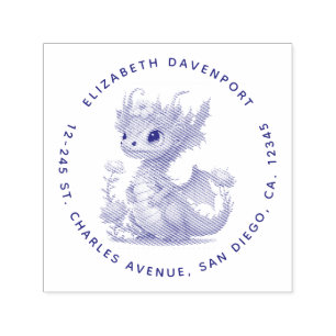 Tampon Auto-encreur Dragon violet à couronne élégante